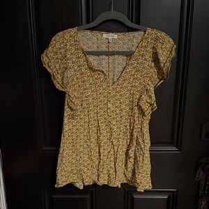Max Studio Mustard Floral Blouse